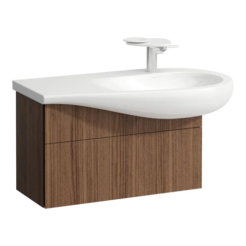 LAUFEN ILBAGNOALESSI Alsószekrény, 90 cm, kivágással jobb oldalon, 1 fiókkal, finoman záródó mechanizmussal, H814976 mosdóhoz, Natúrfa Furnér H4304110976301