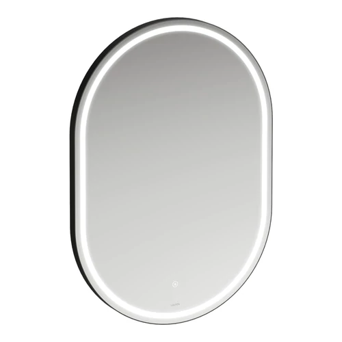 LAUFEN BASE 2.0 Kapszulatükör, 600, környező LED világítással, 1 érintőérzékelő (Be-Ki / Színhőmérséklet-változás 3000-6000K), alumínium keret fekete matt, IP44, Matt Fekete H4443951084501