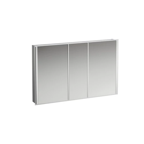 LAUFEN FRAME 25 Alumínium tükrös szekrény, függőleges LED- világítással, háttérvilágítás, Fényes fehér 120X75X15 - H4088749001451