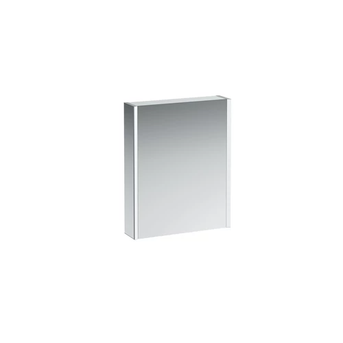 LAUFEN FRAME 25 Tükrös szekrény, alumínium, 1 kétoldalas tükrös ajtó, 2 LED világító elemmel, Fényes fehér H4084029001451