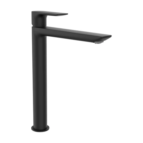 LAUFEN CITYPLUS Magasított egykaros mosdó csaptelep, húzórudas lefolyószelep nélkül, Matt Titán Fekete HF505314428000