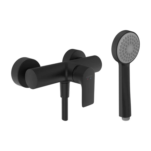 LAUFEN CITYPLUS Komplett egykaros zuhany csaptelep, 1500 mm-es flexibilis zuhanytömlővel és kézi zuhanyozóval , Matt Titán Fekete HF505350428600