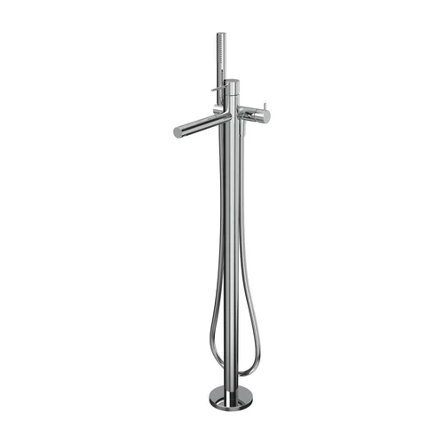 LAUFEN Twinplus Slim Szabadonálló kádtöltő csaptelep, 1250 mm szintetikus flexibilis tömlővel és kézizuhannyal, Króm HF505481100000