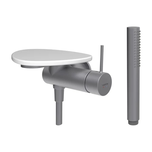 LAUFEN ADA Falra szerelt zuhany csaptelep, 1-pontos Simiboxhoz, kiegészítőkkel, tálca lyuk nélkül, Rozsdamentes Acél/Matt Fehér HF506755502060