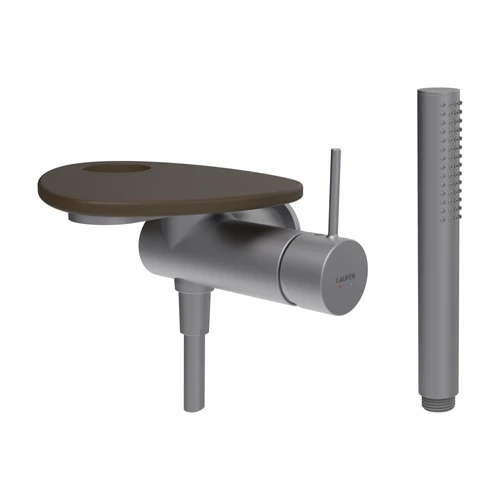 LAUFEN ADA Falra szerelt zuhany csaptelep, 1-pontos Simiboxhoz, kiegészítőkkel, tálca lyukkal, Rozsdamentes Acél/Matt Kávé HF506755504000