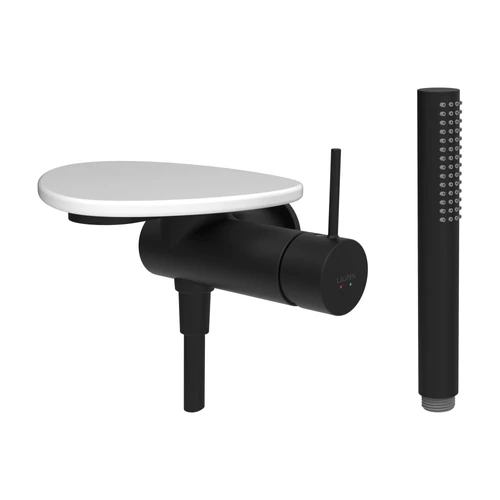 LAUFEN ADA Falra szerelt zuhany csaptelep, 1-pontos Simiboxhoz, kiegészítőkkel, tálca lyuk nélkül, Fekete/Matt Fehér HF506755512060