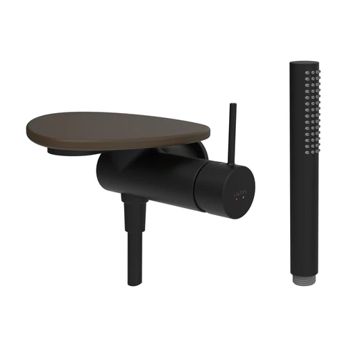 LAUFEN ADA Falra szerelt zuhany csaptelep, 1-pontos Simiboxhoz, kiegészítőkkel, tálca lyuk nélkül, Fekete/Matt Kávé HF506755514060