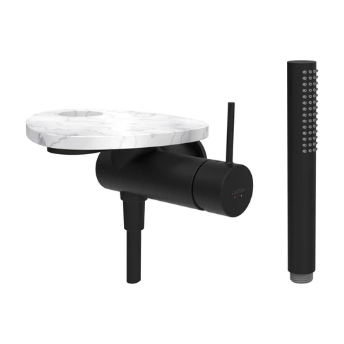 LAUFEN ADA Falra szerelt zuhany csaptelep, 1-pontos Simiboxhoz, kiegészítőkkel, tálca lyukkal, Fekete/Márvány Fehér HF506755515000