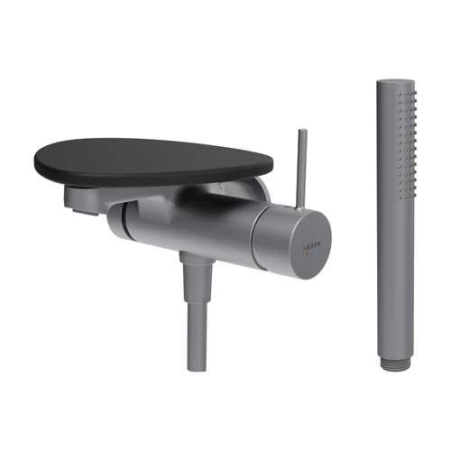 LAUFEN ADA Falra szerelt kád csaptelep, 1-pontos Simiboxhoz, kiegészítőkkel, tálca lyuk nélkül, Rozsdamentes Acél/Matt Fekete HF506765503060