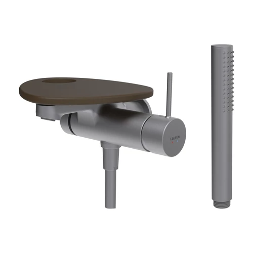 LAUFEN ADA Falra szerelt kád csaptelep, 1-pontos Simiboxhoz, kiegészítőkkel, tálca lyukkal, Rozsdamentes Acél/Matt Kávé HF506765504000