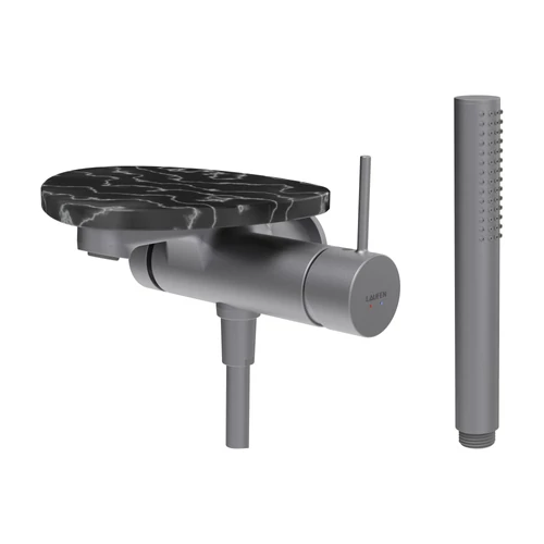 LAUFEN ADA Falra szerelt kád csaptelep, 1-pontos Simiboxhoz, kiegészítőkkel, tálca lyuk nélkül, Rozsdamentes Acél/Márvány Fekete HF506765506060