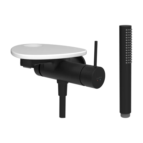 LAUFEN ADA Falra szerelt kád csaptelep, 1-pontos Simiboxhoz, kiegészítőkkel, tálca lyukkal, Fekete/Matt Fehér HF506765512000