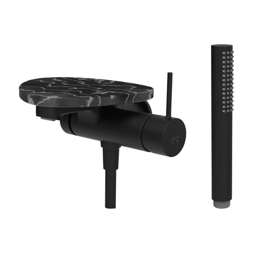 LAUFEN ADA Falra szerelt kád csaptelep, 1-pontos Simiboxhoz, kiegészítőkkel, tálca lyuk nélkül, Fekete/Márvány Fekete HF506765516060