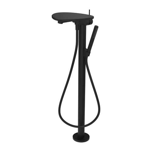 LAUFEN ADA Szabadon álló kád csaptelep, kiegészítőkkel, tálca lyuk nélkül, Fekete/Matt Fekete HF506781513060