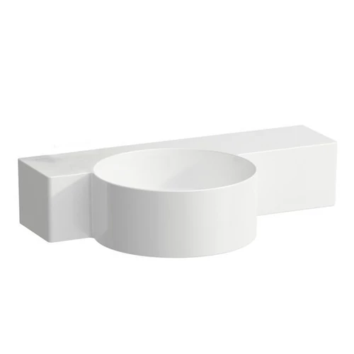 LAUFEN VAL Kézmosó, kerek, jobb oldali pulttal, vágható 430 mm-ig, túlfolyónyílás nélkül, csaplyuk nélkül, Fehér H8152830001121
