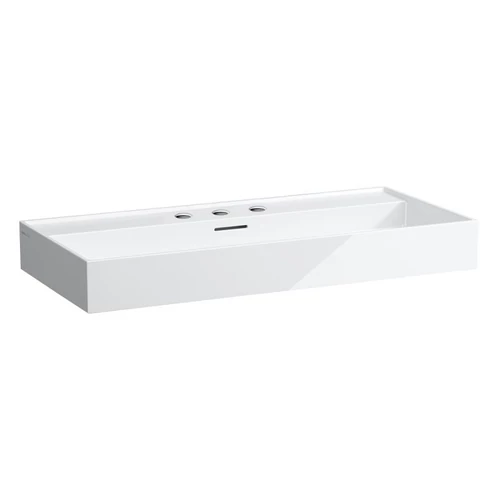 LAUFEN Kartell LAUFEN Mosdótál, alsó felülete csiszolt, 3 csaplyukkal, Fehér LCC Active bevonattal H816337A001081
