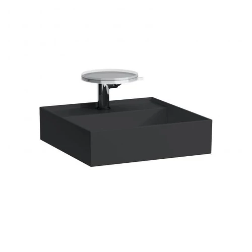 LAUFEN KARTELL BY LAUFEN Kézmosó, speciális rejtett lefolyóval túlfolyónyílás nélkül, egy csaplyukkal , Fekete matt H8153317161111