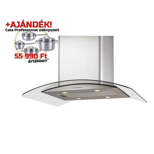 Cata - Páraelszívó Isla gamma 900 X/D inox-üveg LED + Cata PROFESSIONAL edényszett - 02025205p