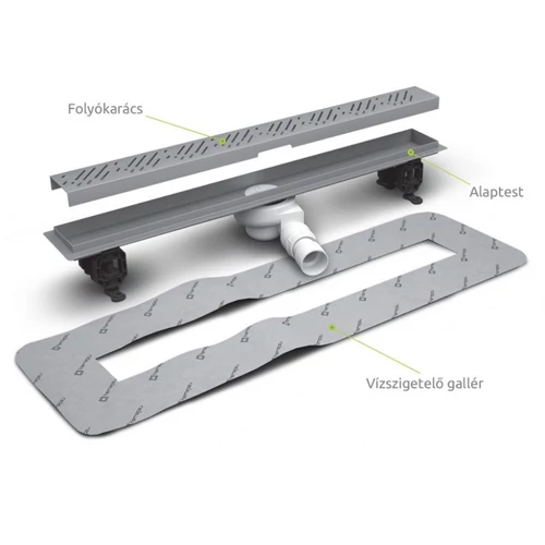 Radaway rozsdamenetes zuhanyfolyóka 115 cm, Steel ráccsal 5L115A+5R115S