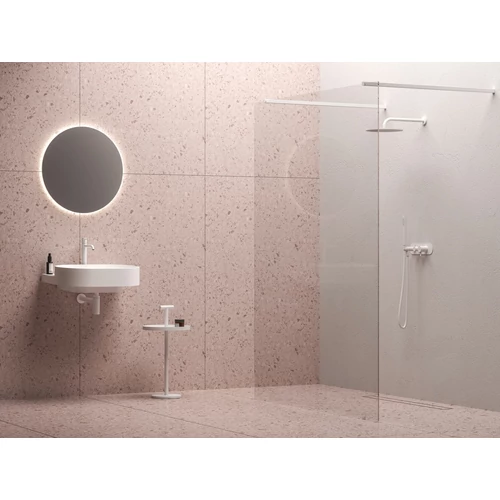 Ravak Walk-In Free Set 140, zuhanykabin matt fehér+transparent GW9FM0E0SZ1