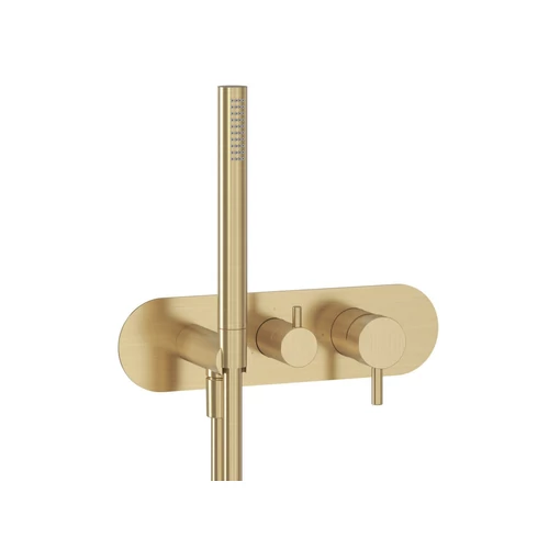 Ravak Espirit falba süllyesztett csaptelep szettel, háromutas, belső egység nélkül ES 068.60GLB.O3.RB07D.+S, Gold Brushed X070606