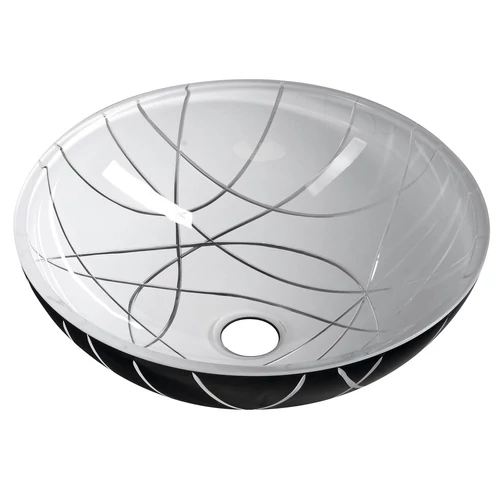 Sapho MURANO LINEA üvegmosdó, átm:40x14cm, fekete/fehér (AL5318-13)