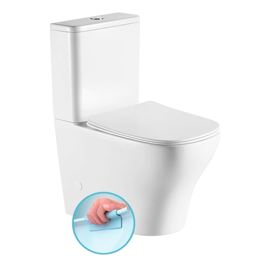 Sapho BELLO RIMLESS monoblokkos WC, alsó/hátsó kifolyású, ülőke nélkül, 38x64cm, duálgombos öblítőmechanikával (PC103WR)