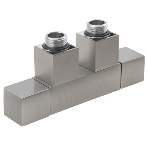 SAPHO CUBE TWIN csatlakozókészlet radiátorhoz, középső bekötés,50mm, csiszolt inox (CP582S)