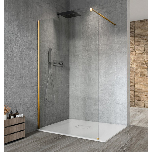 Sapho VARIO GOLD MATT Fix zuhanyfal, fali profillal, merőleges merevítő nélkül, transzparent üveg, 800mm (GX1280-01)