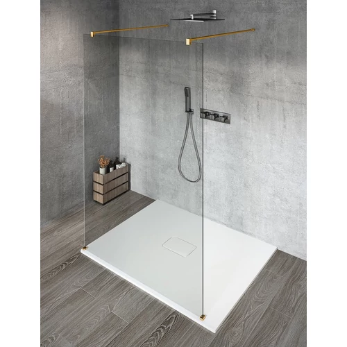 Sapho VARIO GOLD Szabadon álló zuhanyfal merőleges merevítőkkel, transzparent üveg, 900mm (GX1290GX2216)