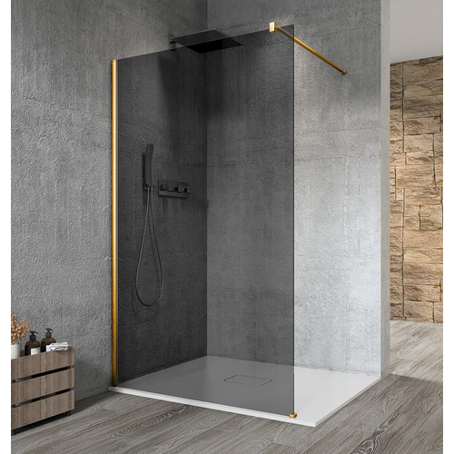Sapho VARIO GOLD MATT Fix zuhanyfal, fali profillal, merőleges merevítő nélkül, füst üveg, 1000mm (GX1310-01)