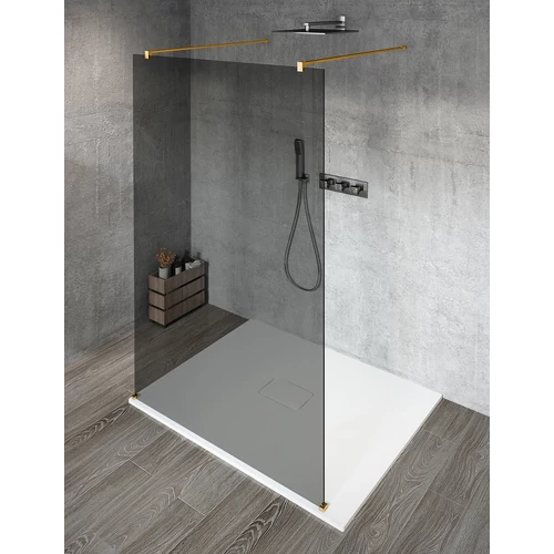 Sapho VARIO GOLD Szabadon álló zuhanyfal merőleges merevítőkkel, füst üveg, 700mm (GX1370GX2216)
