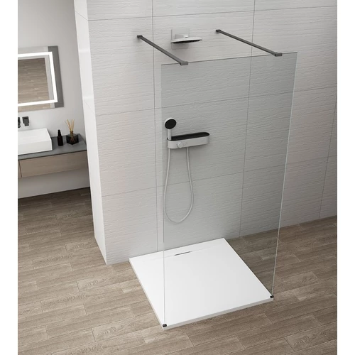 SAPHO ESCA BLACK MATT Walk-in zuhanyfal, szabadonálló, transzparent üveg, 1100mm (ES1011-06)