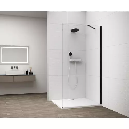 SAPHO ESCA BLACK MATT Walk-in zuhanyfal, falra szerelhető, transzparent üveg, 700mm (ES1070-02)