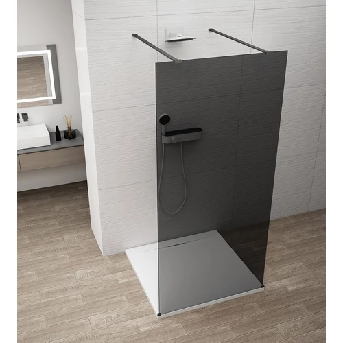 SAPHO ESCA BLACK MATT Walk-in zuhanyfal, szabadonálló, füst üveg, 1000mm (ES1210-06)