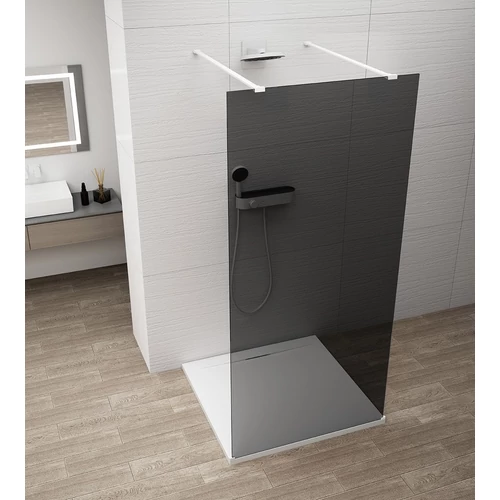 SAPHO ESCA WHITE MATT Walk-in zuhanyfal, szabadonálló, füst üveg, 1100mm (ES1211-07)