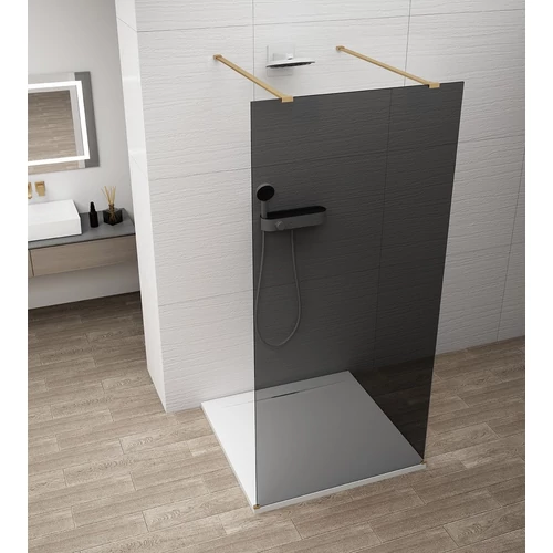 SAPHO ESCA GOLD MATT Walk-in zuhanyfal, szabadonálló, füst üveg, 1100mm (ES1211-08)