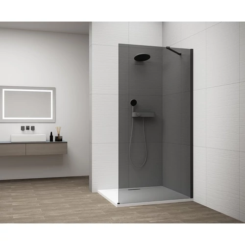 SAPHO ESCA BLACK MATT Walk-in zuhanyfal, falra szerelhető, füst üveg, 1300mm (ES1213-02)