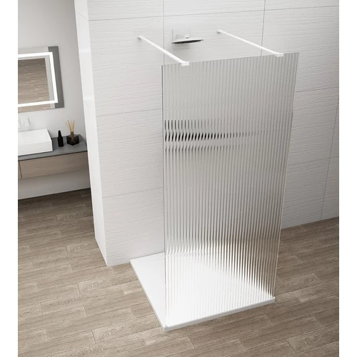 SAPHO ESCA WHITE MATT Walk-in zuhanyfal, szabadonálló, flutes üveg, 1000mm (ES1310-07)