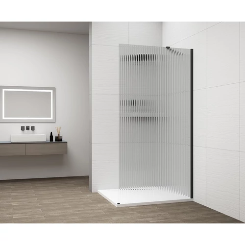 SAPHO ESCA BLACK MATT Walk-in zuhanyfal, falra szerelhető, flutes üveg, 1100mm (ES1311-02)