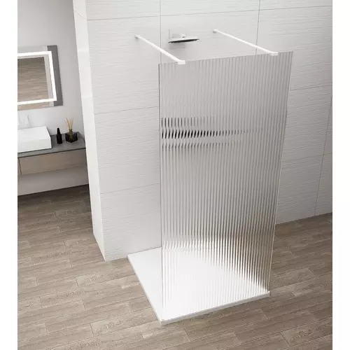 SAPHO ESCA WHITE MATT Walk-in zuhanyfal, szabadonálló, flutes üveg, 1200mm (ES1312-07)