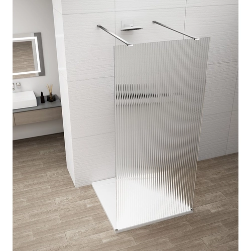 SAPHO ESCA CHROME Walk-in zuhanyfal, szabadonálló, flutes üveg, 1500mm (ES1315-05)