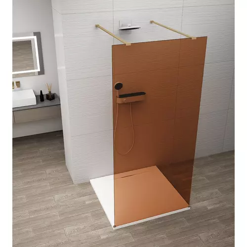 SAPHO ESCA GOLD MATT Walk-in zuhanyfal, szabadonálló, barna üveg, 1400mm (ES1514-08)