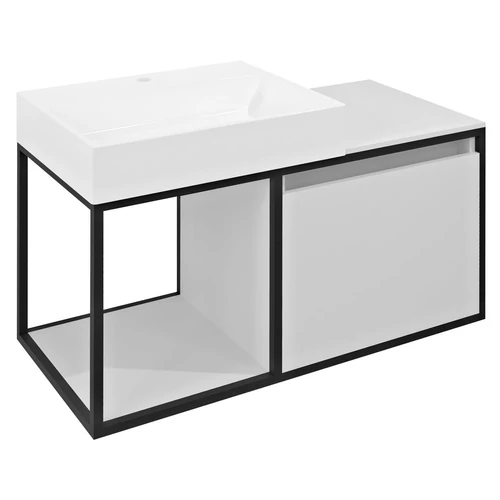 SAPHO SKARA fali mosdótartó szekrény, matt fekete kerettel, 100x46,5cm, matt fehér (CG004-3131)