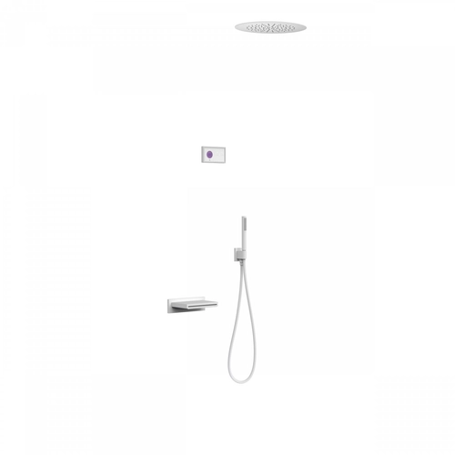 Tres Shower Technology falba építhető elektronikus termosztátos zuhanyrendszer kádkifolyóval matt fehér 09286320BM