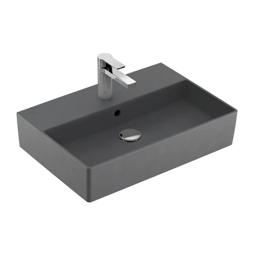 Villeroy & Boch Memento 2.0 60 x 42 cm-es mosdó 1 csaplyukkal Graphite CeramicPlus felülettel - 4A2260I4