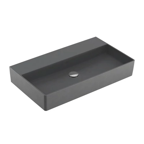 Villeroy & Boch Memento 2.0 80 x 47 cm-es mosdó csaplyuk és túlfolyó nélkül Graphite CeramicPlus felülettel - 4A228FI4