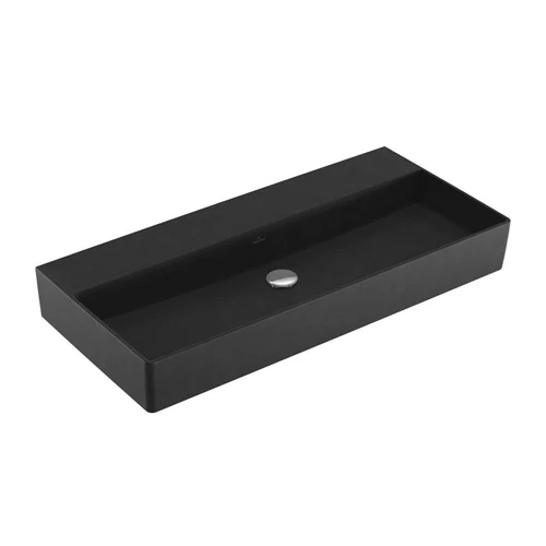 Villeroy & Boch Memento 2.0 100 x 47 cm-es mosdó csaplyuk és túlfolyó nélkül Ebony CeramicPlus felülettel - 4A22A3S5