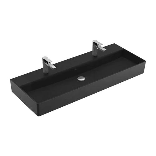 Villeroy & Boch Memento 2.0 120 x 47 cm-es mosdó 2 csaplyukkal Ebony CeramicPlus felülettel túlfolyó nélkül - 4A22CGS5