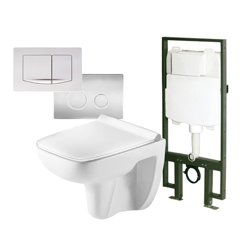 Wellis Clement fali rimless WC + ülőke Clarice falsík mögötti WC tartály,Round nyómólap WF00193